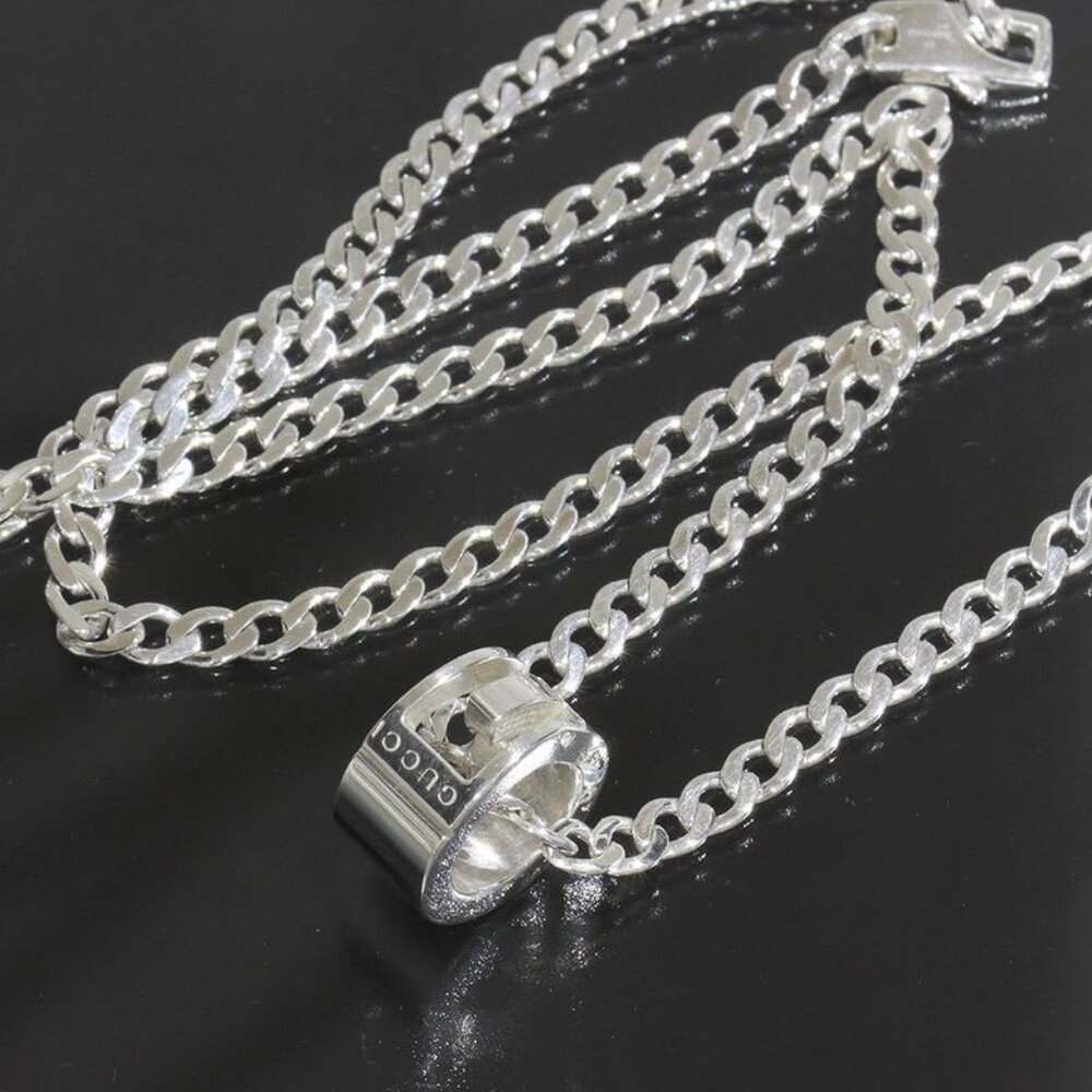 Gucci Cutout G Necklace Silver 925 E1370